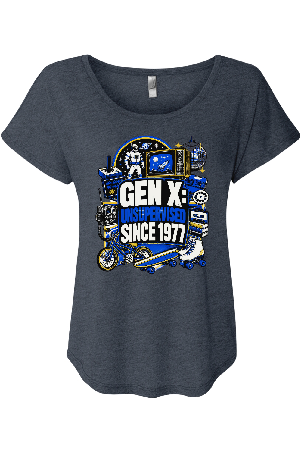 GEN X UNSUPERVISED SINCE 1977 Women's Triblend Dolman Tee