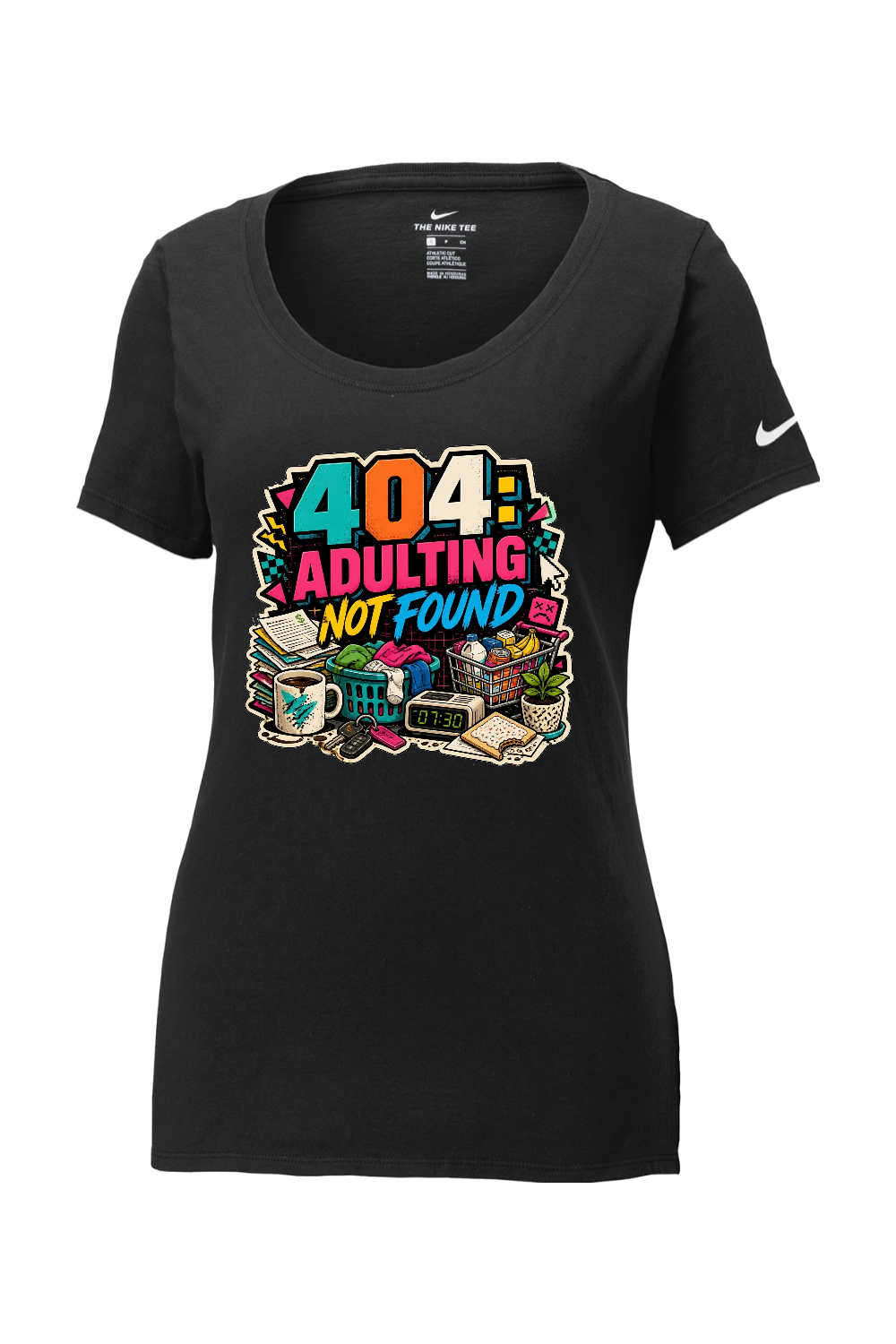 Nike Ladies Core Cotton Scoop Neck Tee: 404 Adulting Not Found