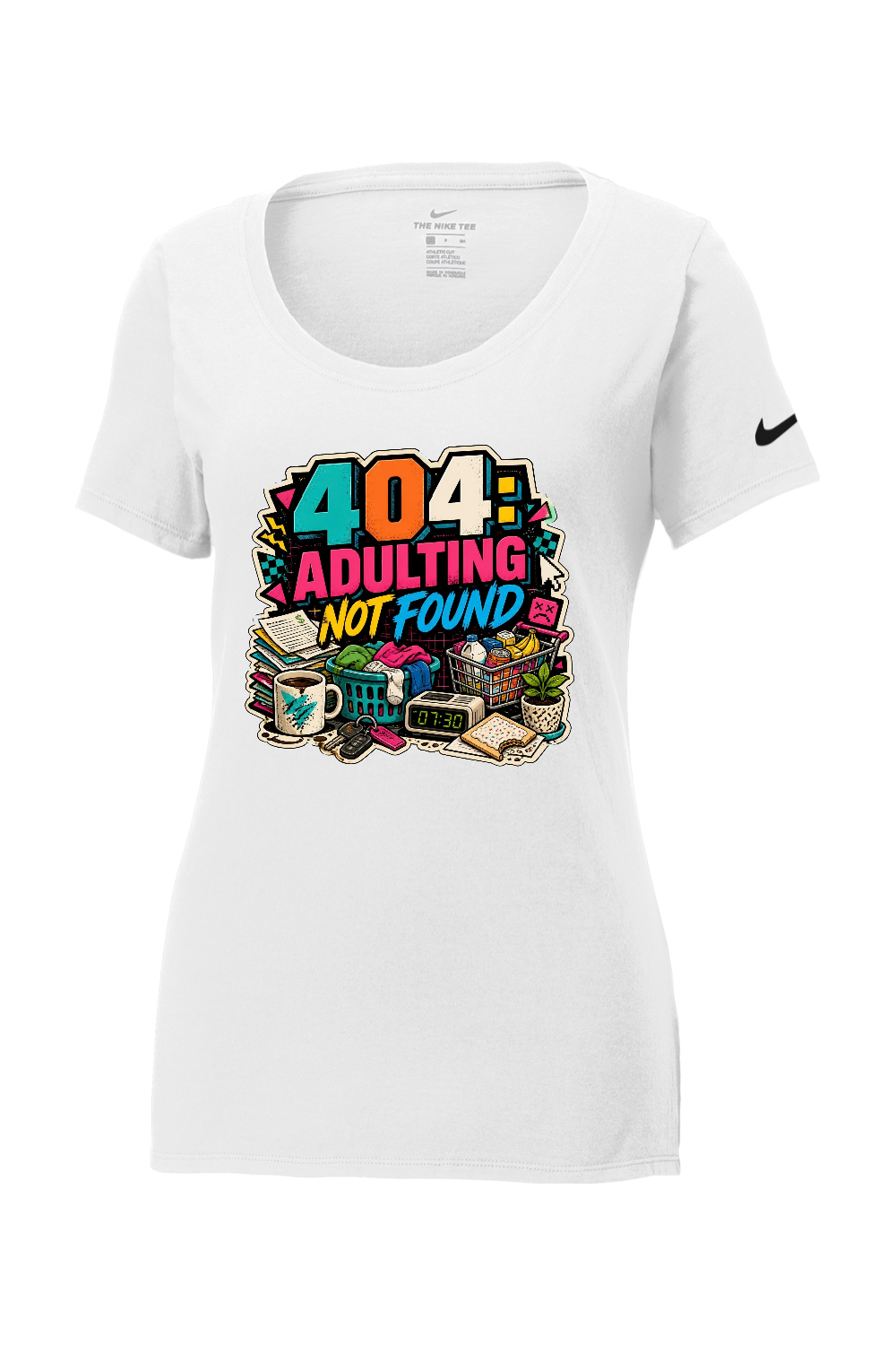 Nike Ladies Core Cotton Scoop Neck Tee: 404 Adulting Not Found