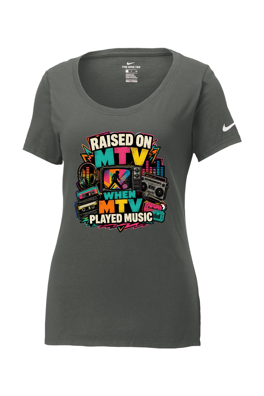 Nike Ladies Core Cotton Scoop Neck Tee: RAISED ON MTV WHEN MTV PLAYED MUSIC