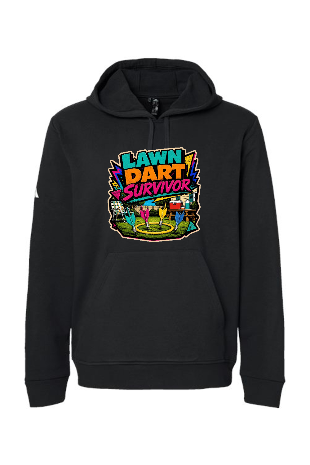 Adidas Fleece Hooded Sweatshirt: LAWN DART SURVIVOR