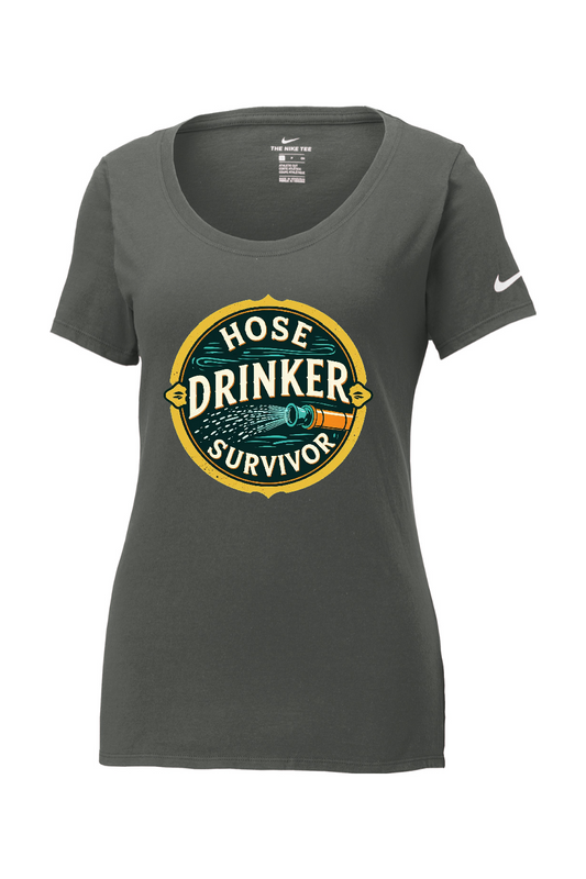 Nike Ladies Core Cotton Scoop Neck Tee: Hose Drinker Survivor