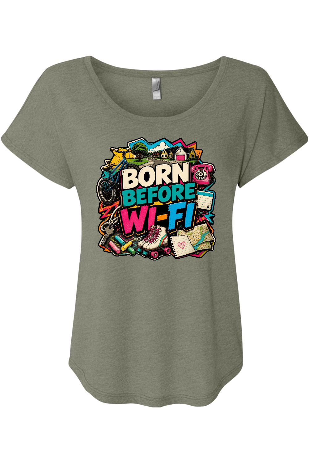 BORN BEFORE WI-FI Women's Triblend Dolman Tee