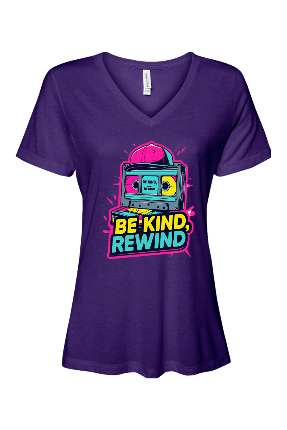 Relaxed Fit Women's V-Neck T-Shirt - Be Kind Rewind