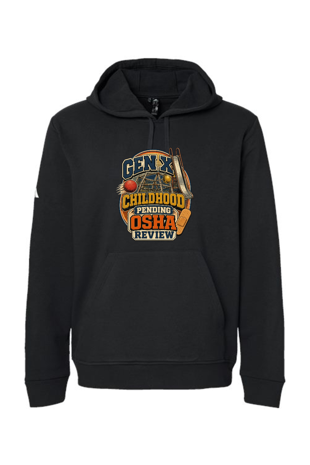 Adidas Fleece Hooded Sweatshirt: GEN X Childhood Pending OSHA Review