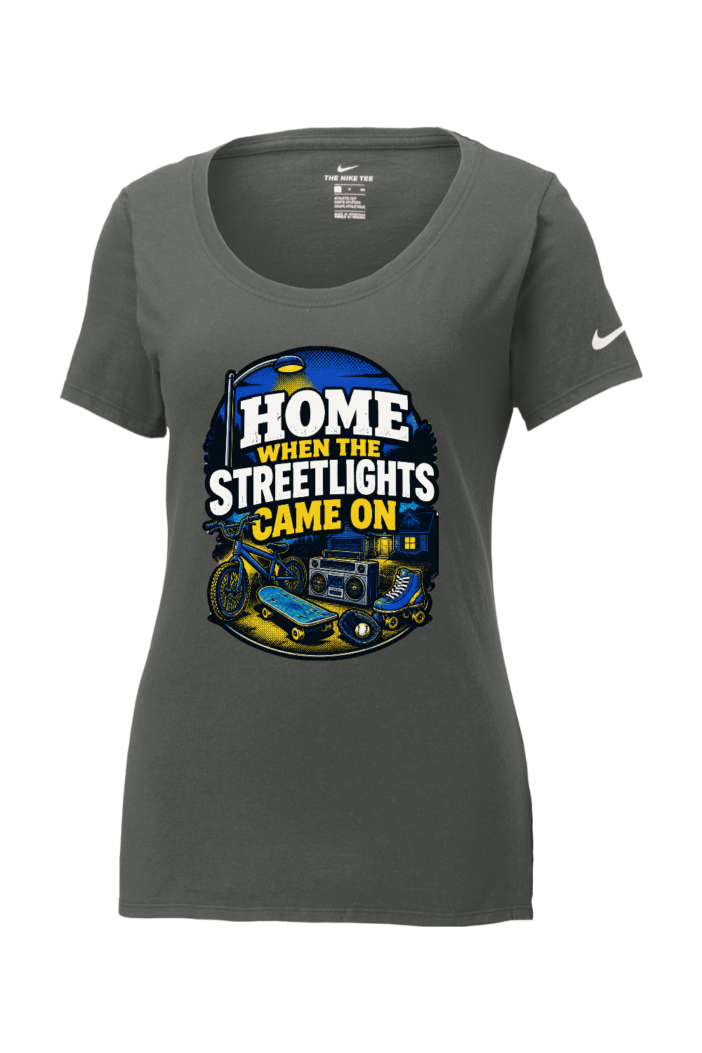Nike Ladies Core Cotton Scoop Neck Tee: HOME WHEN THE STREETLIGHTS CAME ON