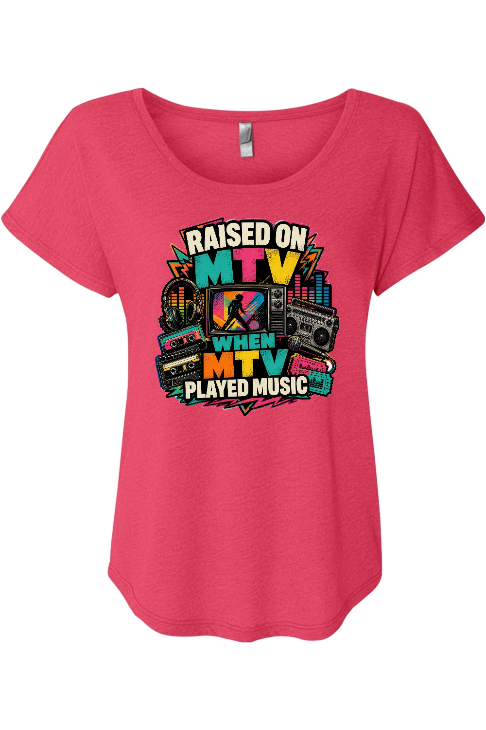RAISED ON MTV WHEN MTV PLAYED MUSIC Women's Triblend Dolman Tee