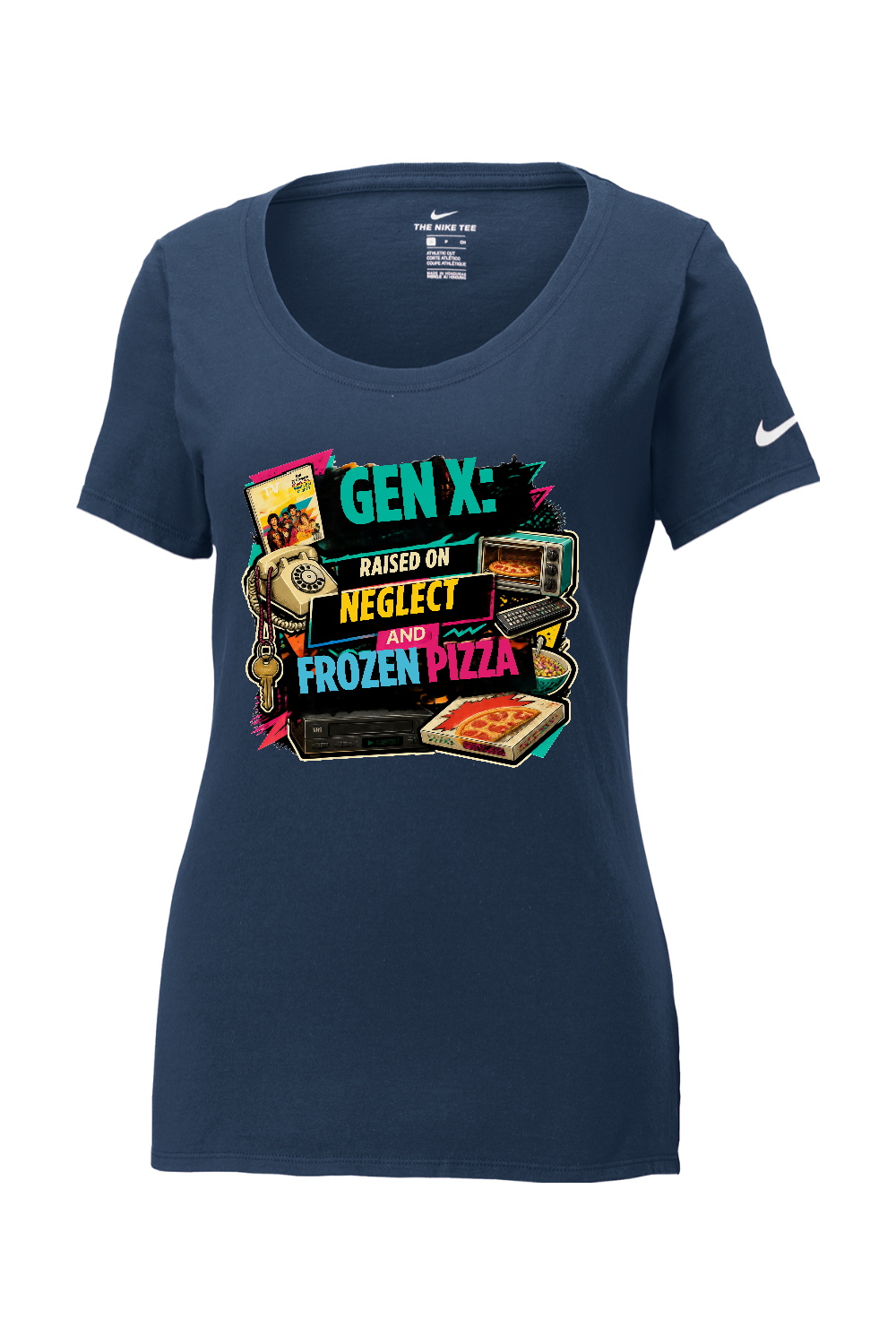 Nike Ladies Core Cotton Scoop Neck Tee: GEN X Raised on neglect and frozen pizza
