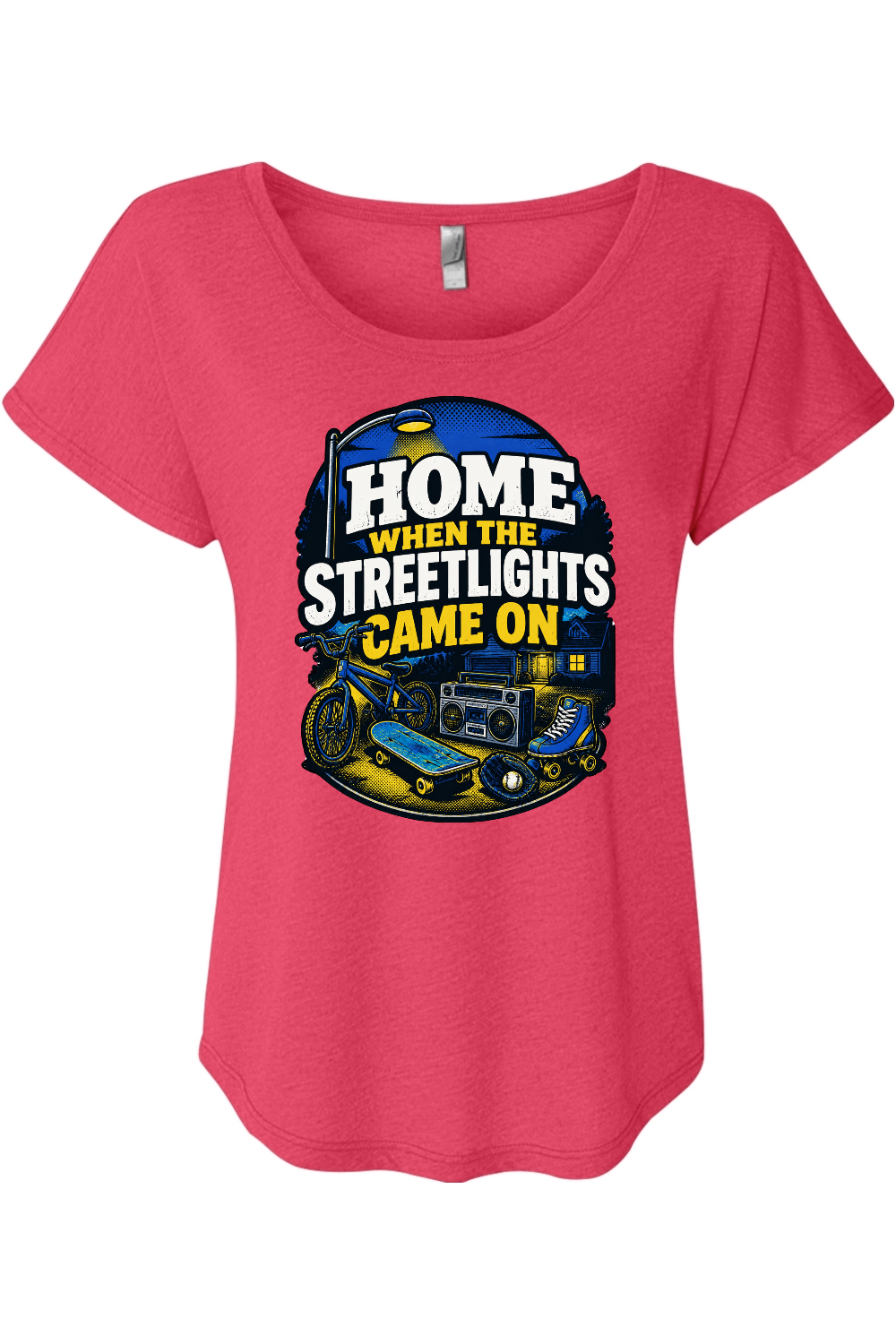 HOME WHEN THE STREETLIGHTS CAME ON Women's Triblend Dolman Tee