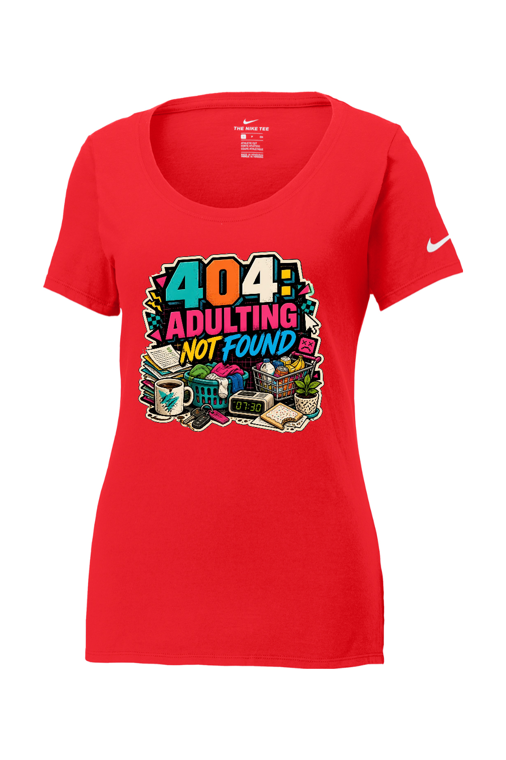 Nike Ladies Core Cotton Scoop Neck Tee: 404 Adulting Not Found