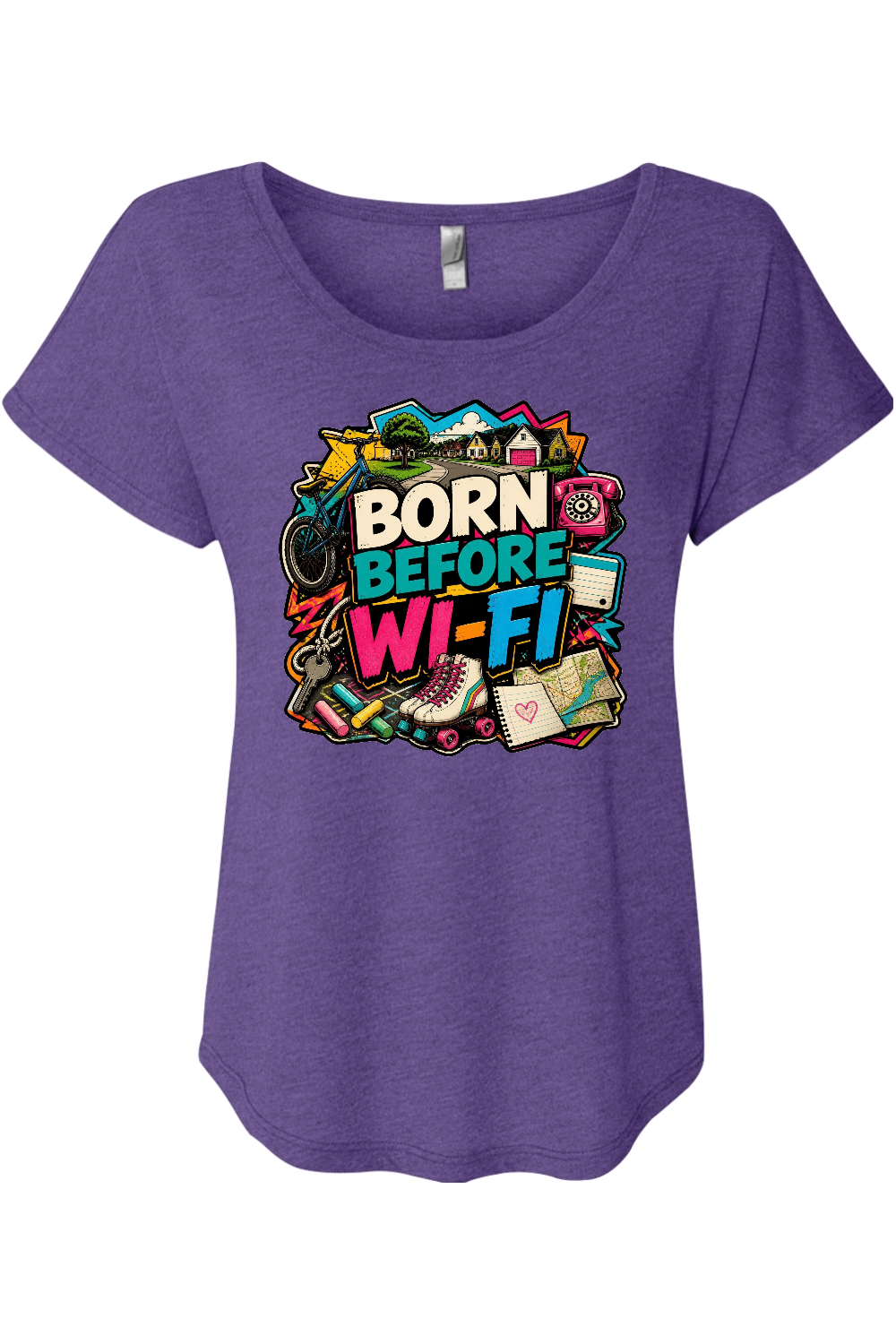 BORN BEFORE WI-FI Women's Triblend Dolman Tee