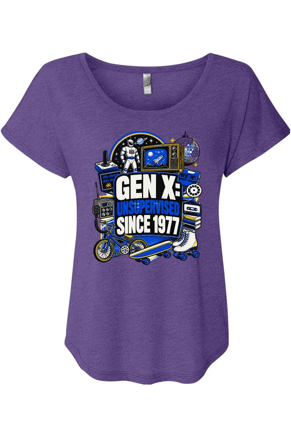GEN X UNSUPERVISED SINCE 1977 Women's Triblend Dolman Tee