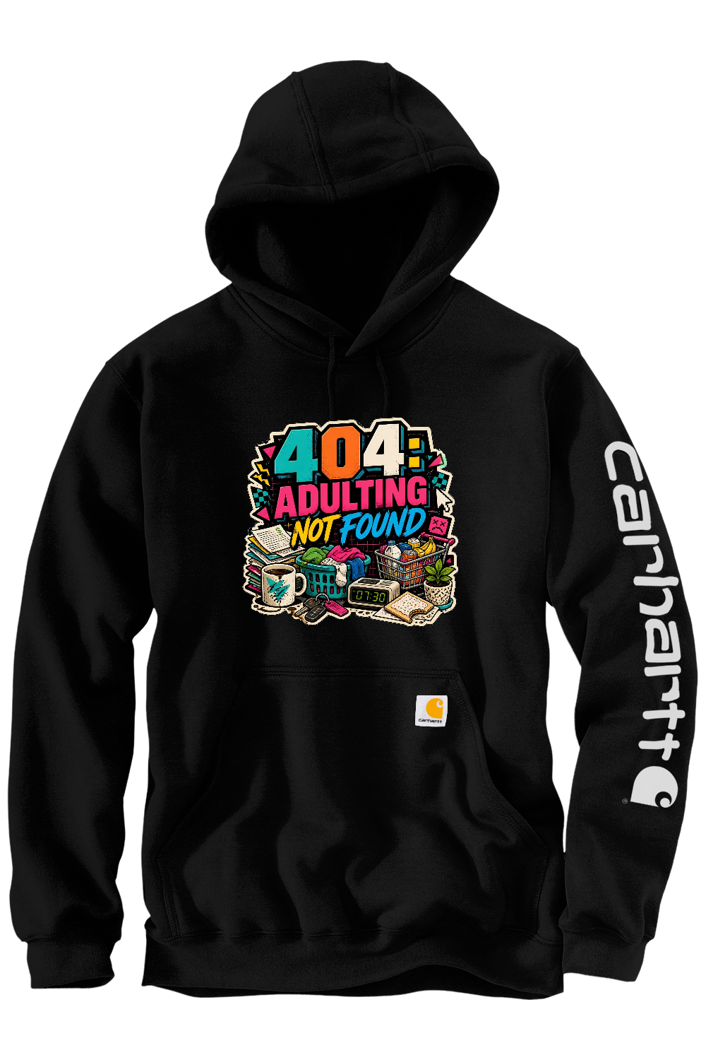 Carhartt Midweight Hooded Sweatshirt: 404 Adulting Not Found