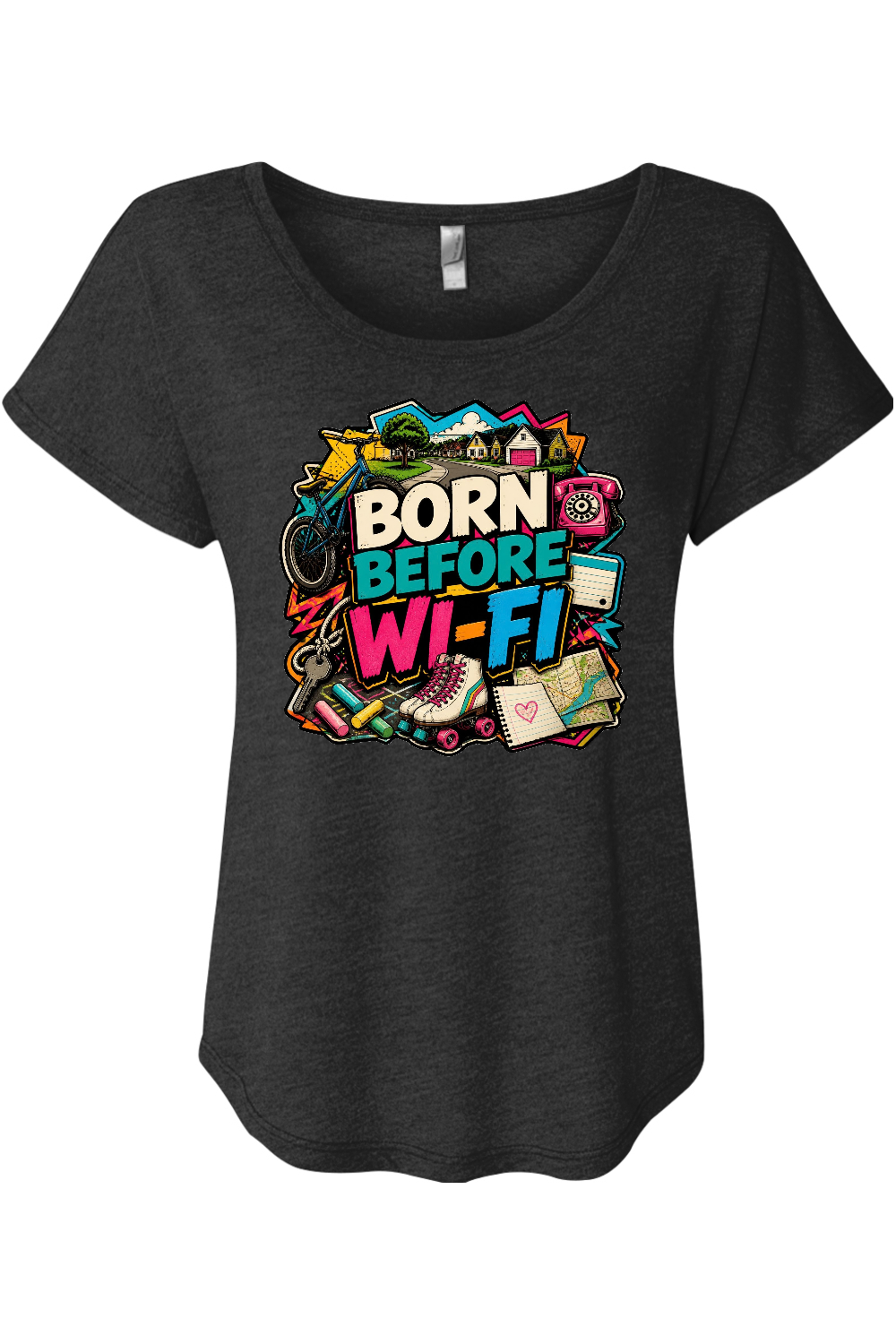 BORN BEFORE WI-FI Women's Triblend Dolman Tee