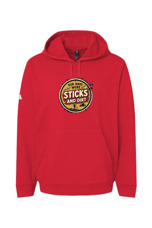 Adidas Fleece Hooded Sweatshirt: Sticks and Dirt