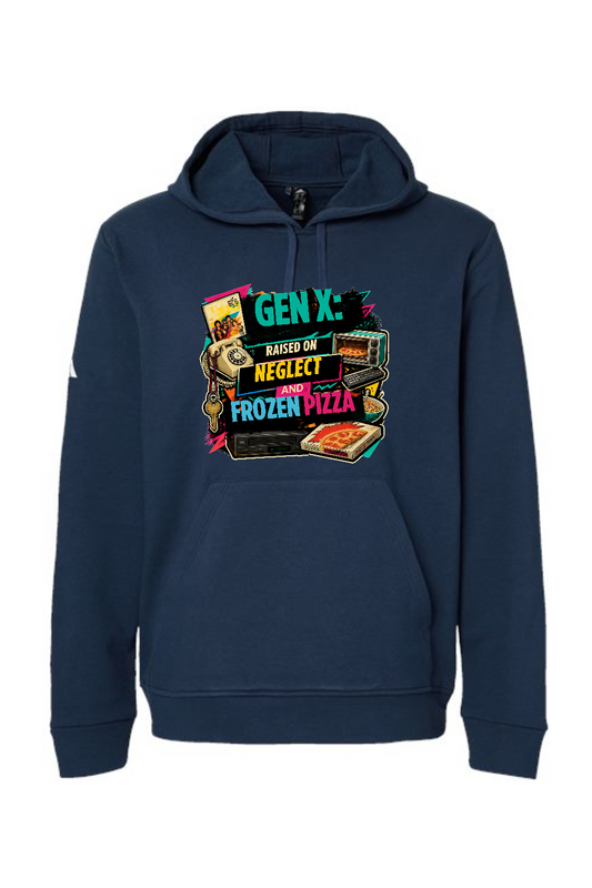 Adidas Fleece Hooded Sweatshirt: GEN X Raised on neglect and frozen pizza