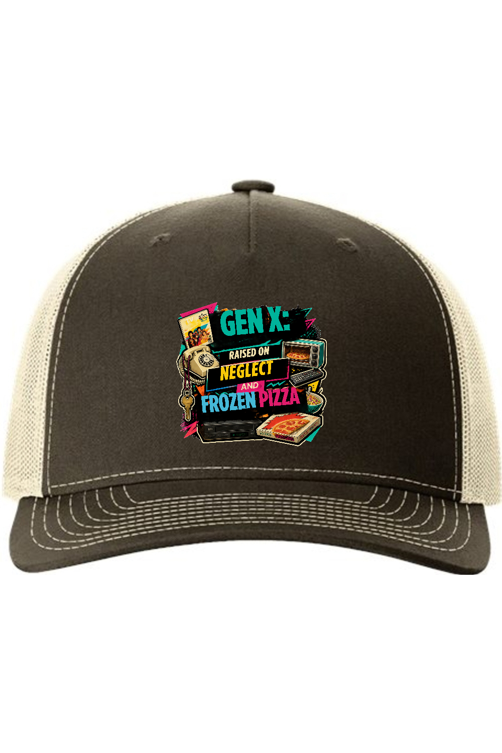 Richardson Trucker Cap: GEN X Raised on neglect and frozen pizza
